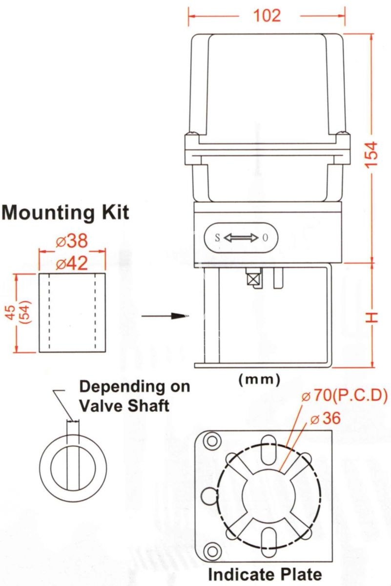 UM-1 with Mounting Kits drawing